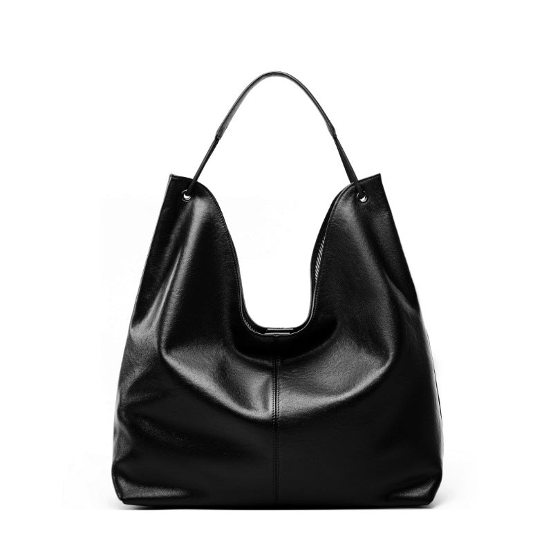 Vegetable Tanning Leather Popular Large-capacity Textured Tote Bag
