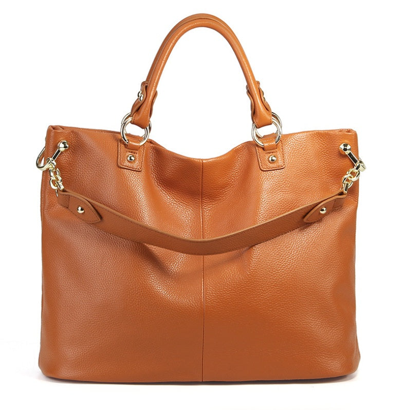 new high-grade first layer cowhide ladies handbags European and American fashion leather handbags shoulder slung tote bag