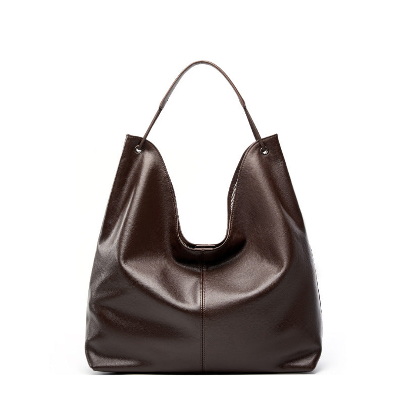 Vegetable Tanning Leather Popular Large-capacity Textured Tote Bag