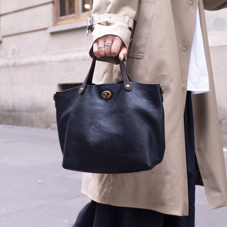Vintage Full-Grain Vegetable-Tanned Leather Tote Bag