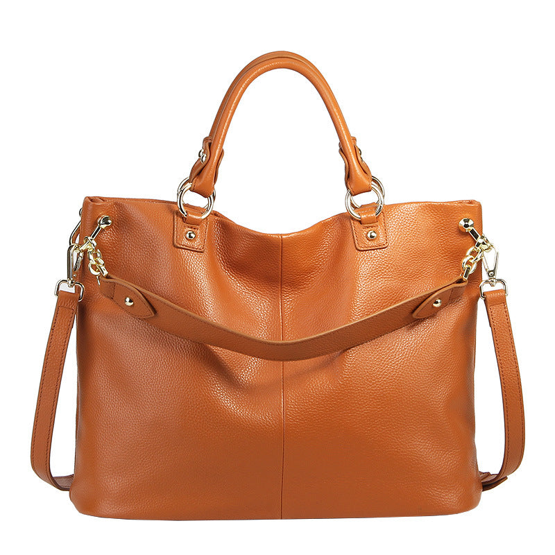 new high-grade first layer cowhide ladies handbags European and American fashion leather handbags shoulder slung tote bag