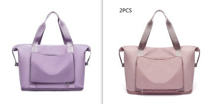 Two purple handbags, one on the left and one on the right, with a '2PCS' label above them.