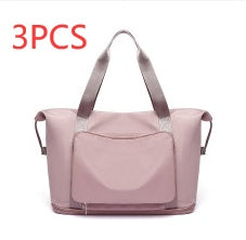 Pink handbag with shoulder straps on a white background, labeled '3PCS'.