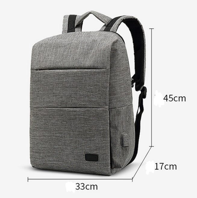 Gray backpack with measurements on a white background