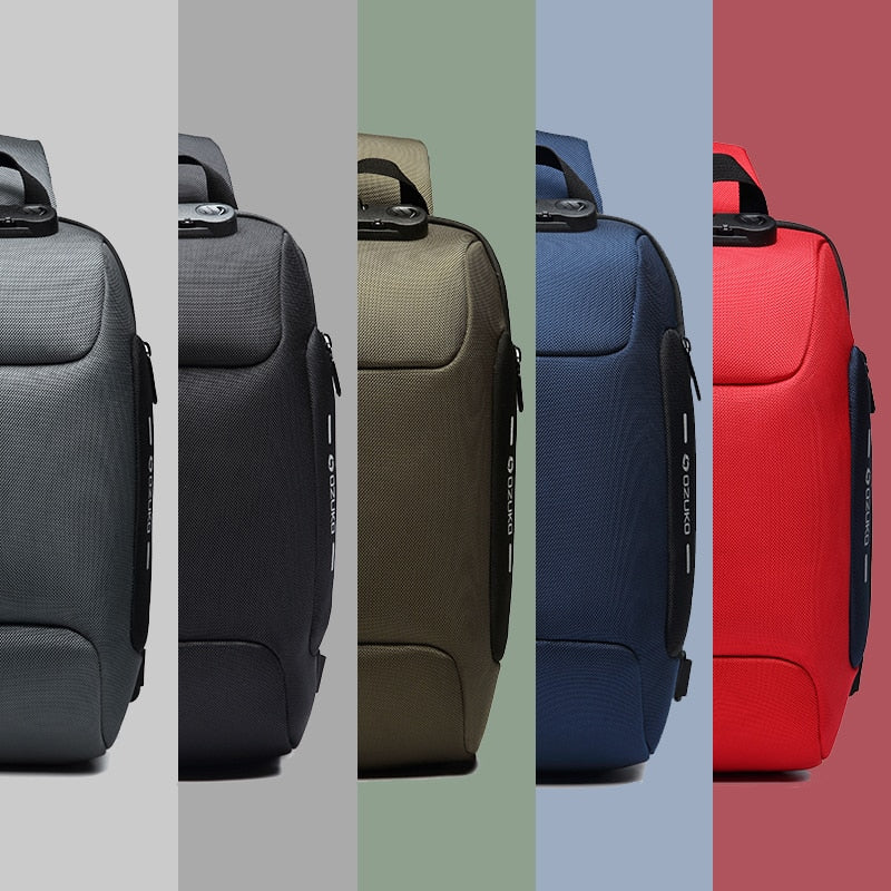 Collection of backpacks in various colors on a multicolored background