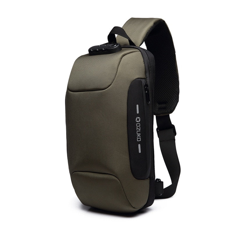 Ozone olive green crossbody bag on a white background