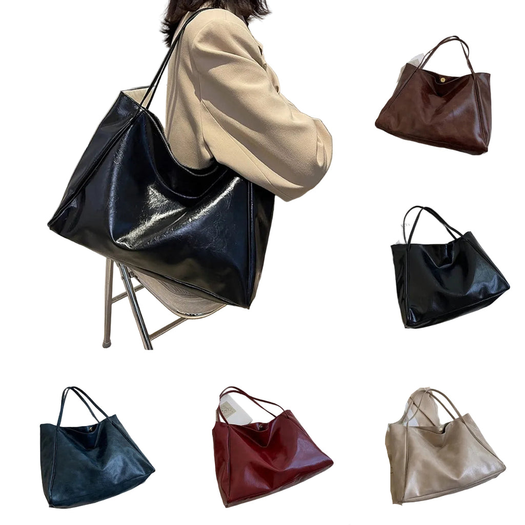 Collage of a black handbag in different colors on a white background