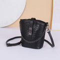 Chain Bucket Bag Top Layer Leather Crossbody Shoulder Bag